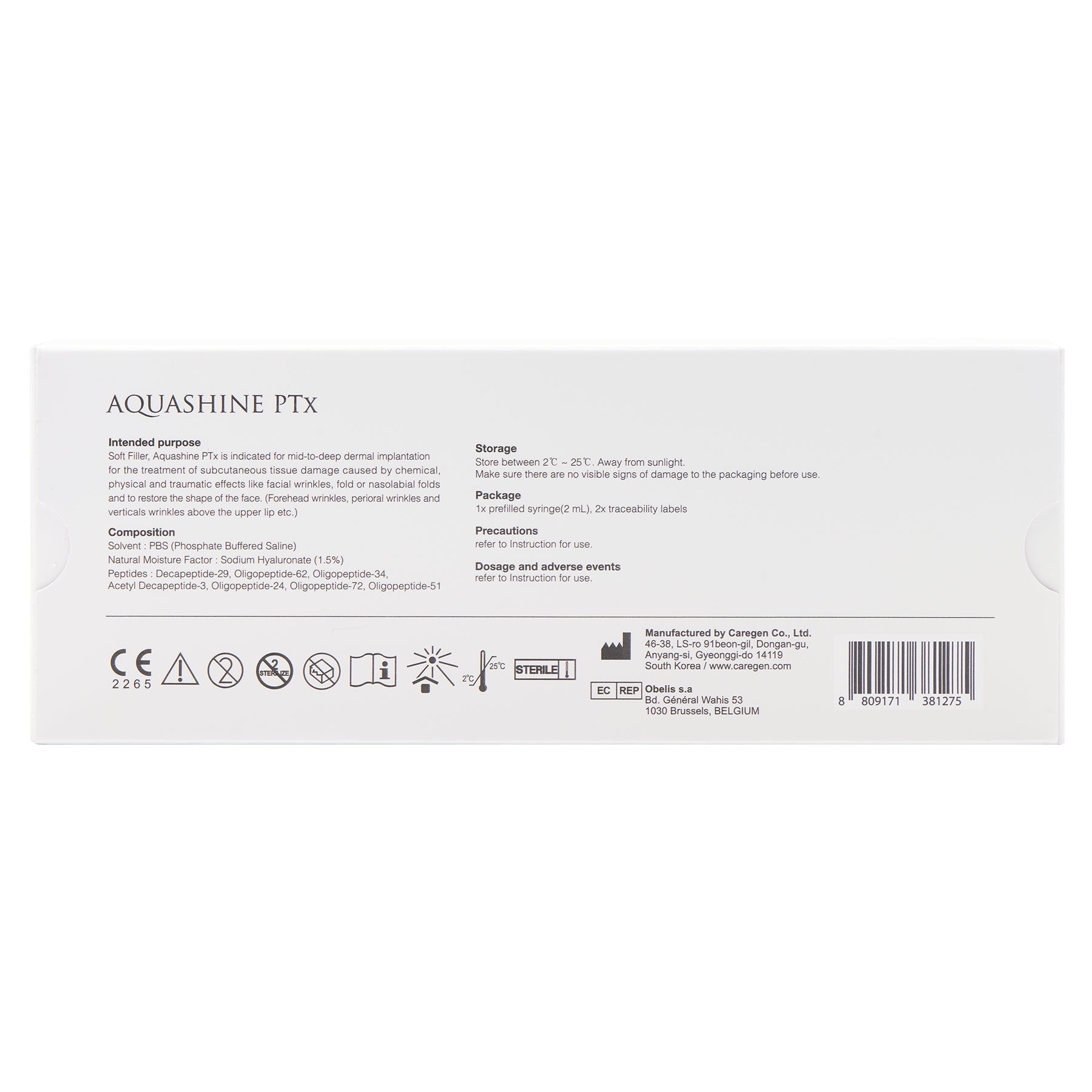 Caregen - Aquashine PTx 1 x 2 ml - DANYCARE